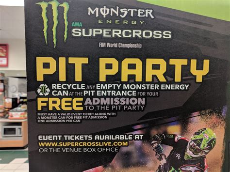 Upload photo of the receipt to Monster account to earn points. . Supercross tickets pit pass